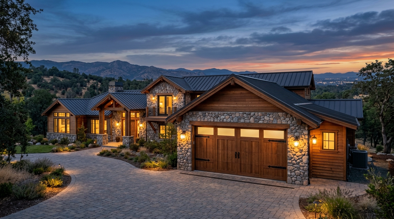 Rio Linda Garage Door Service Exterior Closed Garage Door at Twilight